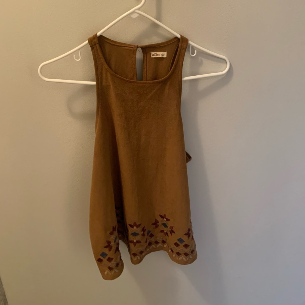 tribal print feux suede tank top